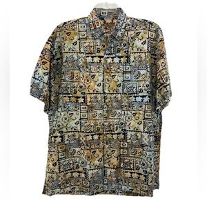 Rum Reggae Batic Short Sleeve Shirt Mens XL Relaxed Tropical Multicolor Cotton